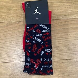 Jordan Men's Graphic Red and Black Athletic Socks